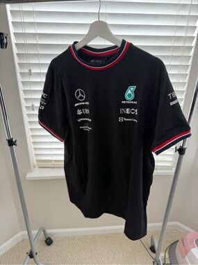 Mercedes AMG Petronas Black Team Shirt with Red and White Trim